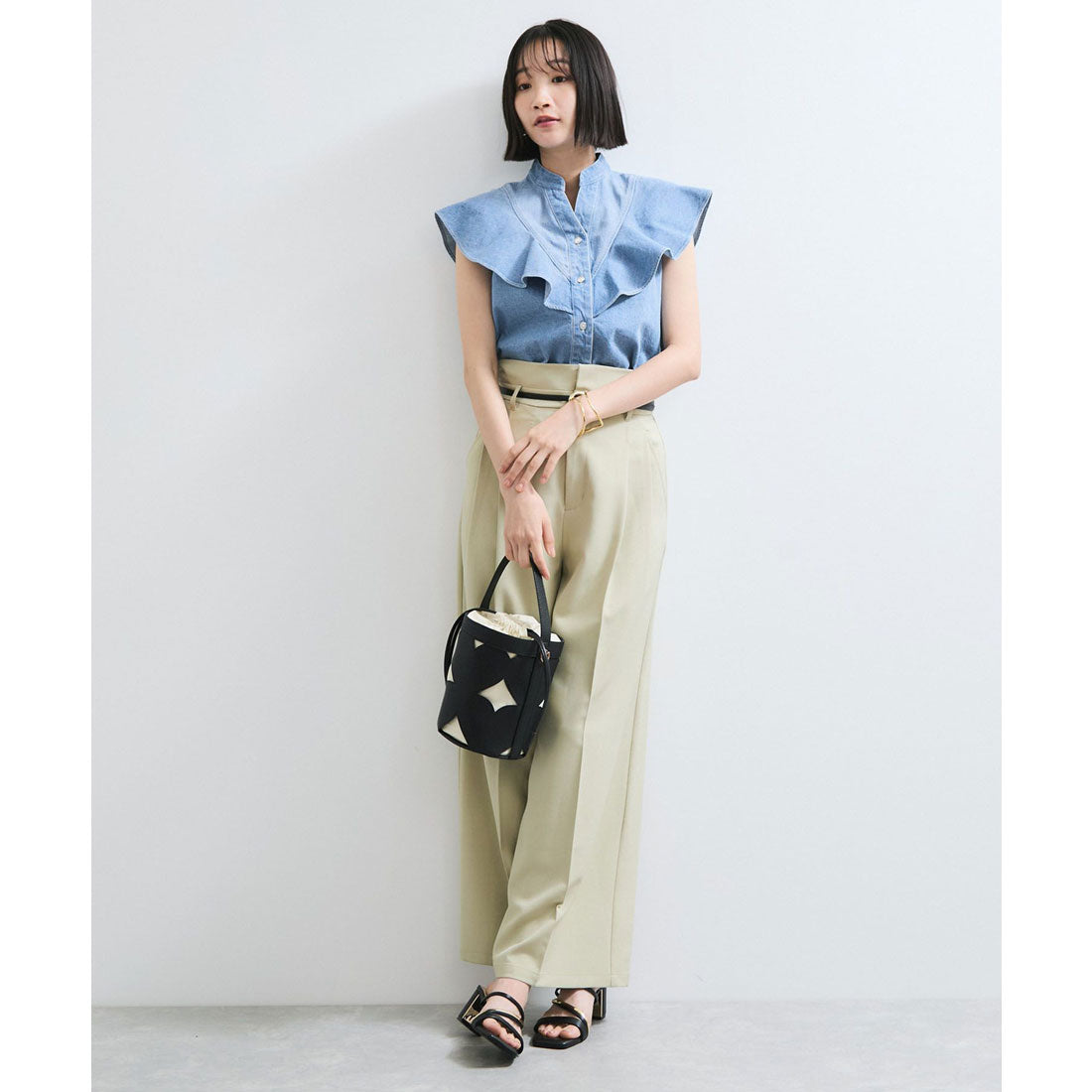 ビス VIS 2WAYデニムオフショルダーブラウス （サックス（48）） サックス（48）