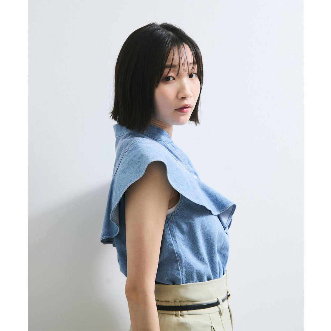 ビス VIS 2WAYデニムオフショルダーブラウス （サックス（48）） サックス（48）