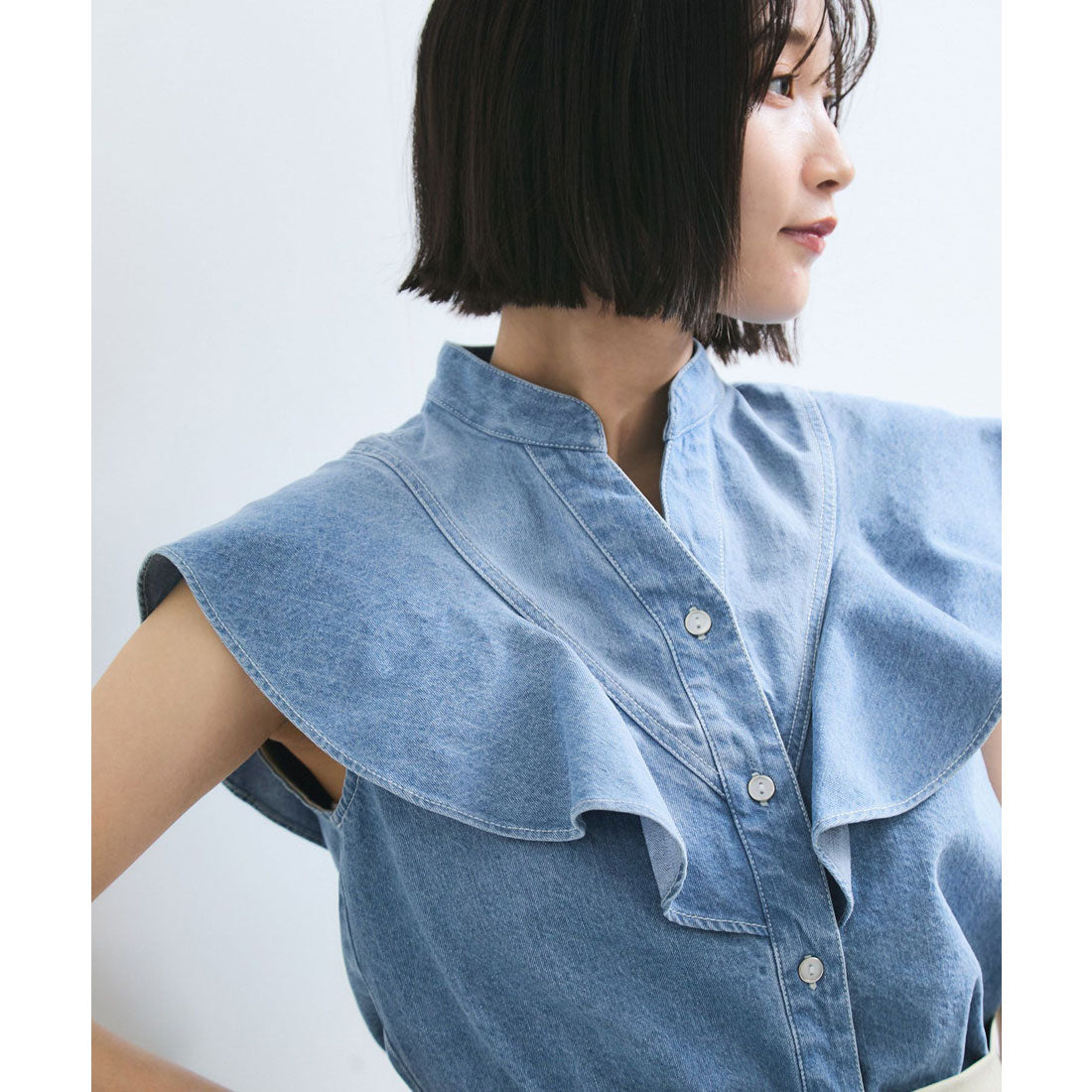 ビス VIS 2WAYデニムオフショルダーブラウス （サックス（48）） サックス（48）