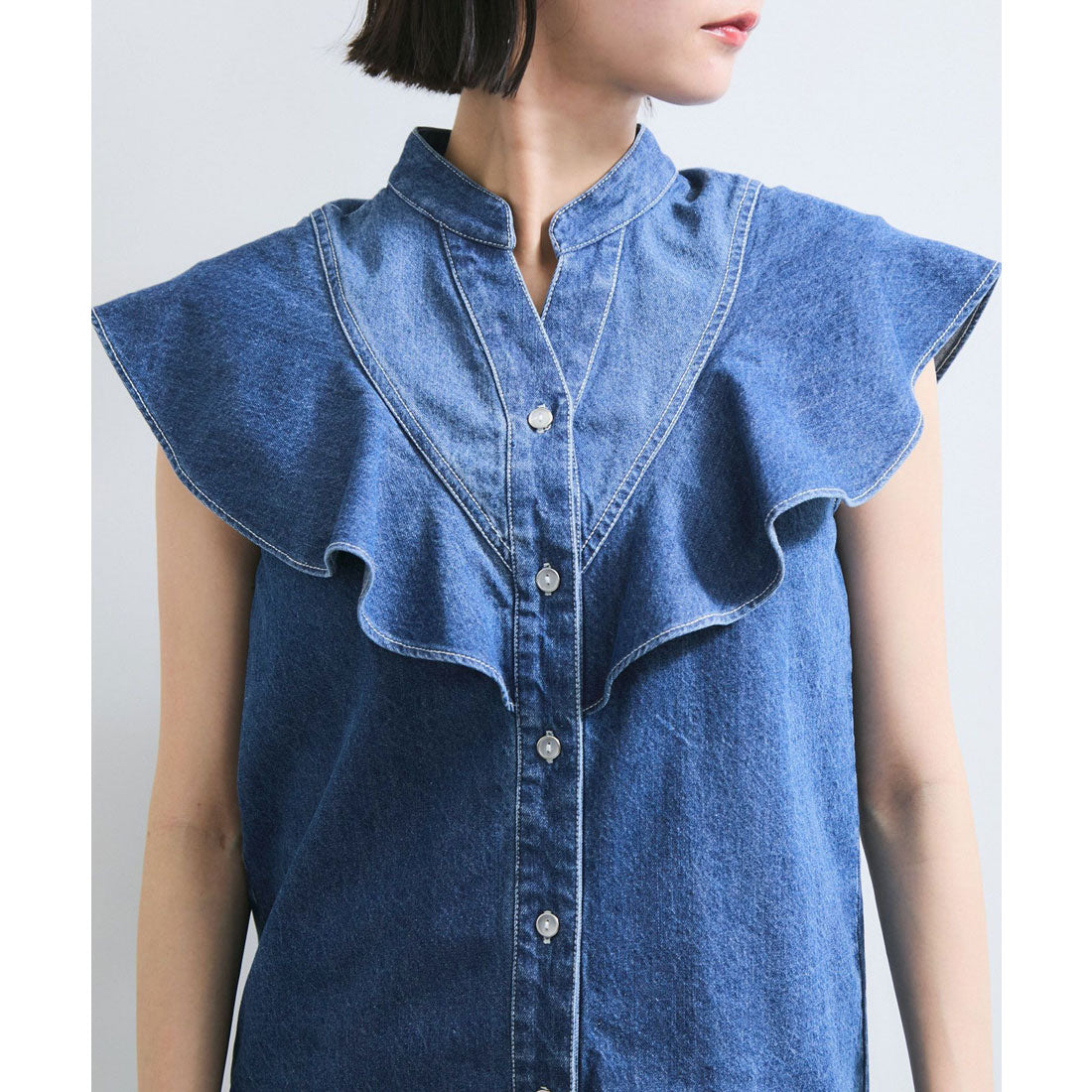 ビス VIS 2WAYデニムオフショルダーブラウス （サックス（48）） サックス（48）