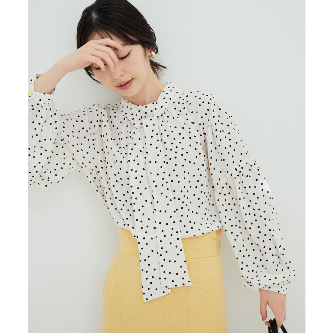 ビス VIS 【鎌倉シャツ×VIS】【マルチWAY】ボウタイ付きボリューム袖ブラウス （ラベンダー系（53）） ラベンダー系（53）