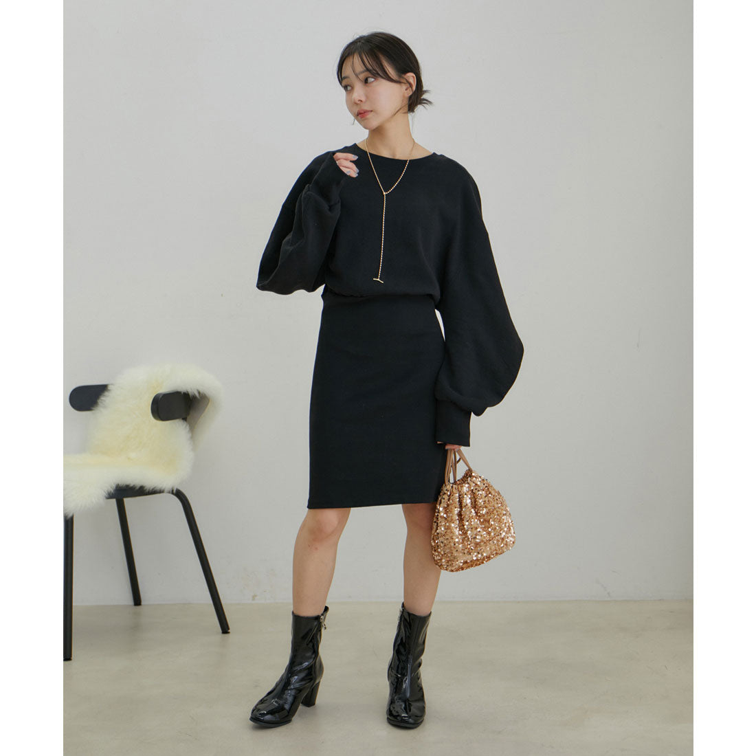 ビス VIS 【WEB限定】リブスウェットミニワンピース