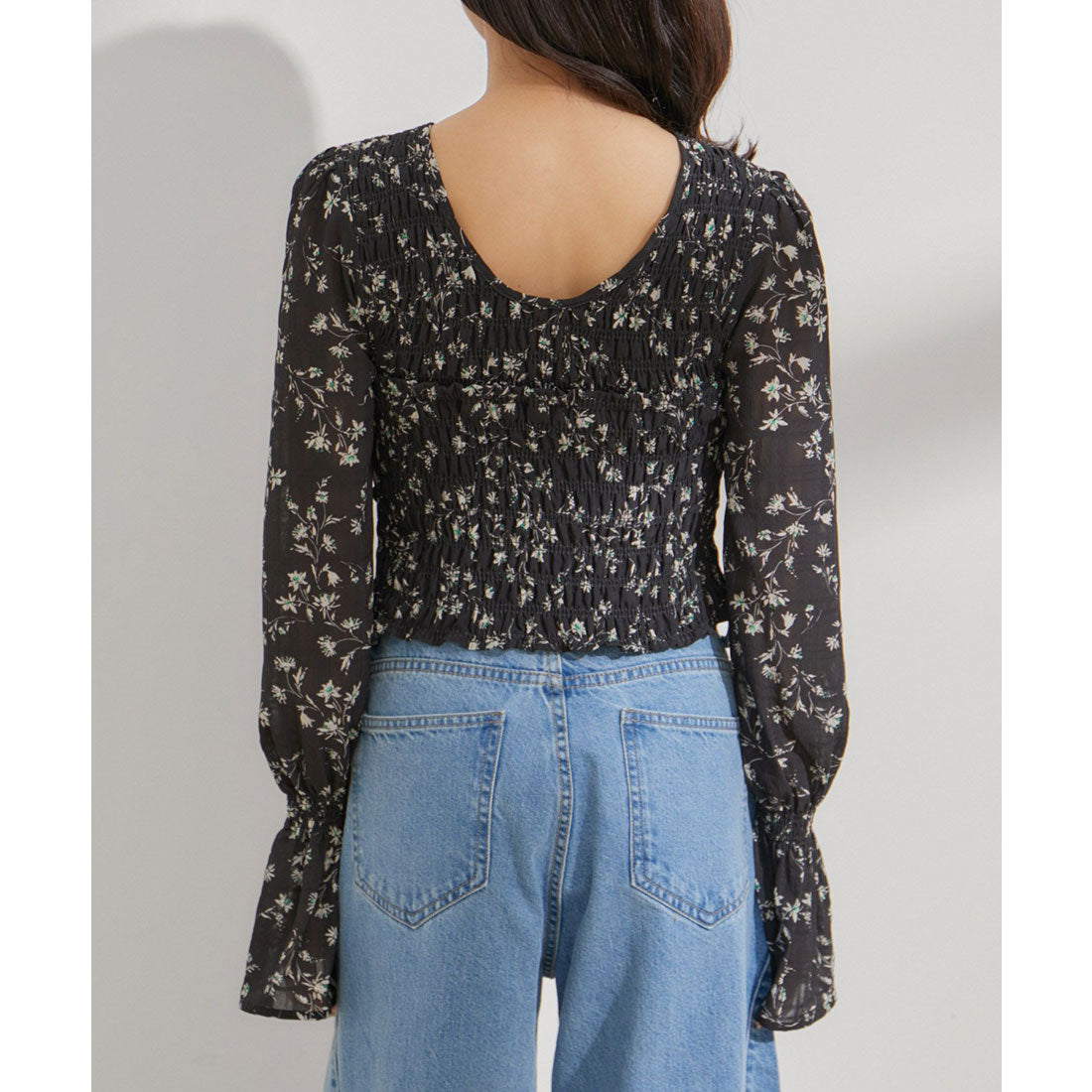 ビス VIS 【セットアップ対応】花柄シャーリングブラウス （オレンジ系（71）） オレンジ系（71）