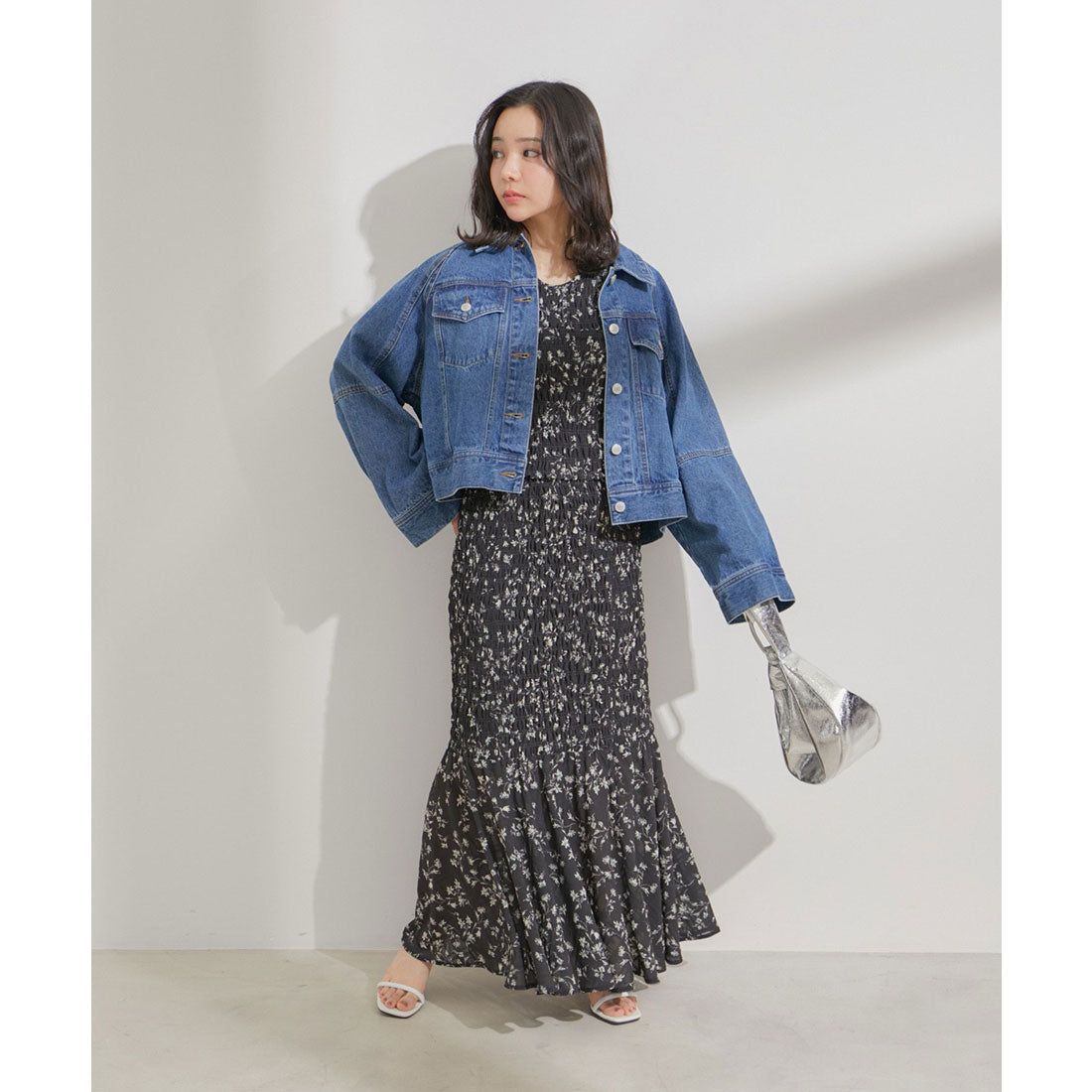 ビス VIS 【セットアップ対応】花柄シャーリングブラウス （オレンジ系（71）） オレンジ系（71）