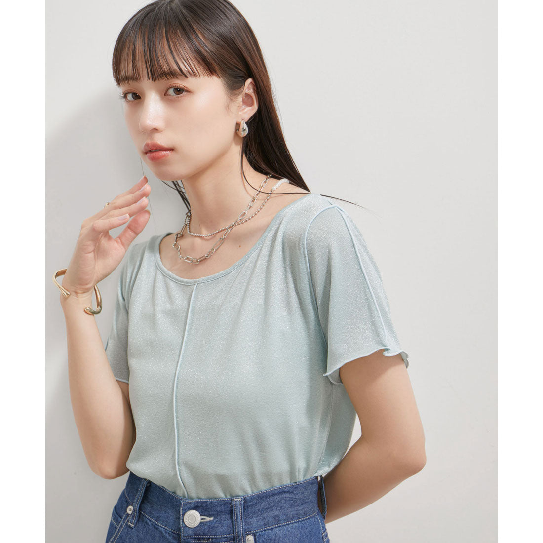 ビス VIS 【洗える】ラメメローTシャツ