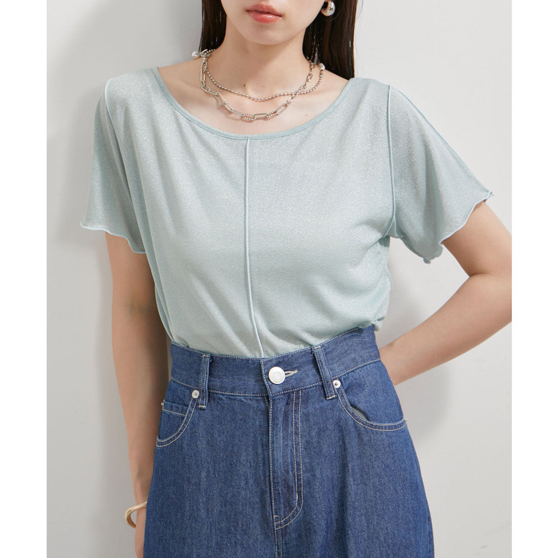 ビス VIS 【洗える】ラメメローTシャツ