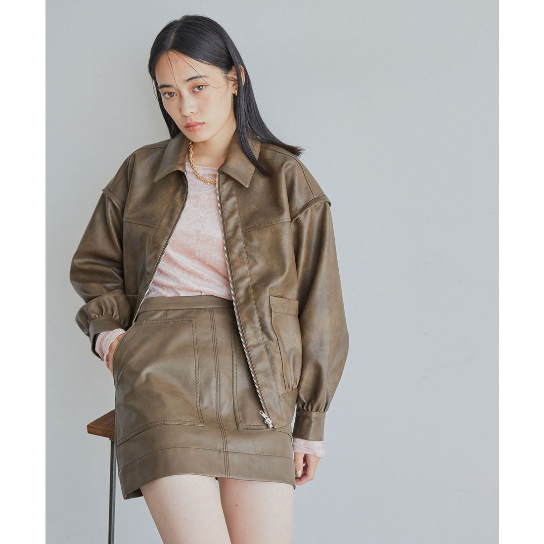 ビス VIS シンセティックレザーミニスカート