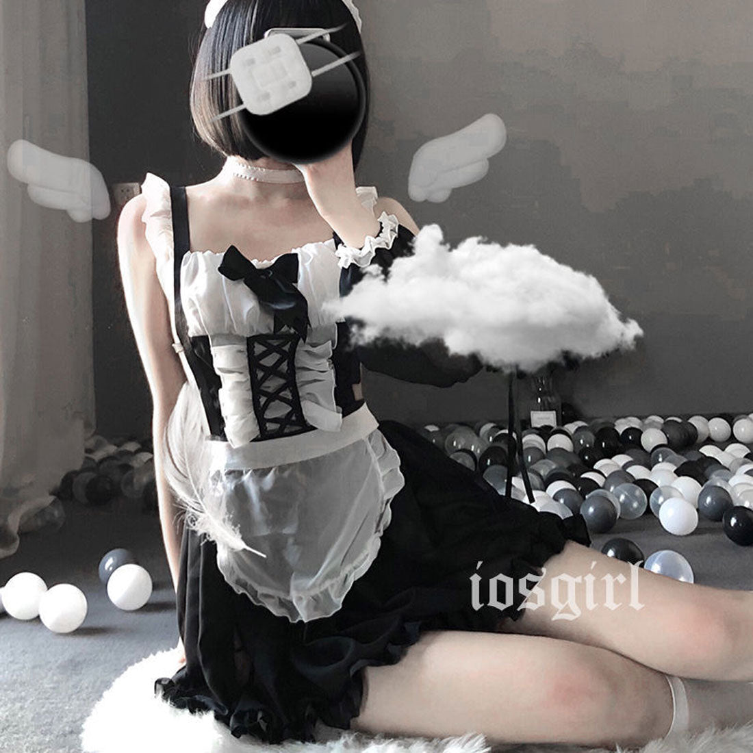 バニラ Vanilla セクシー雑貨 ふんわりシフォンのメイド風コスプレセット 【返品不可商品】