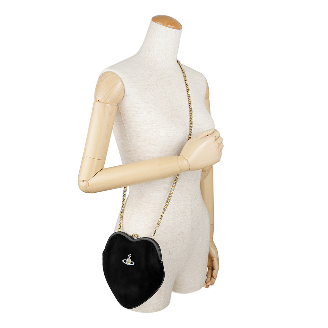 Vivian 威斯特伍德 Vivienne Westwood 手提包 刺繡圓球 BELLE HEART FRAME PURSE 4B01000DW W00ZL N401 黑色