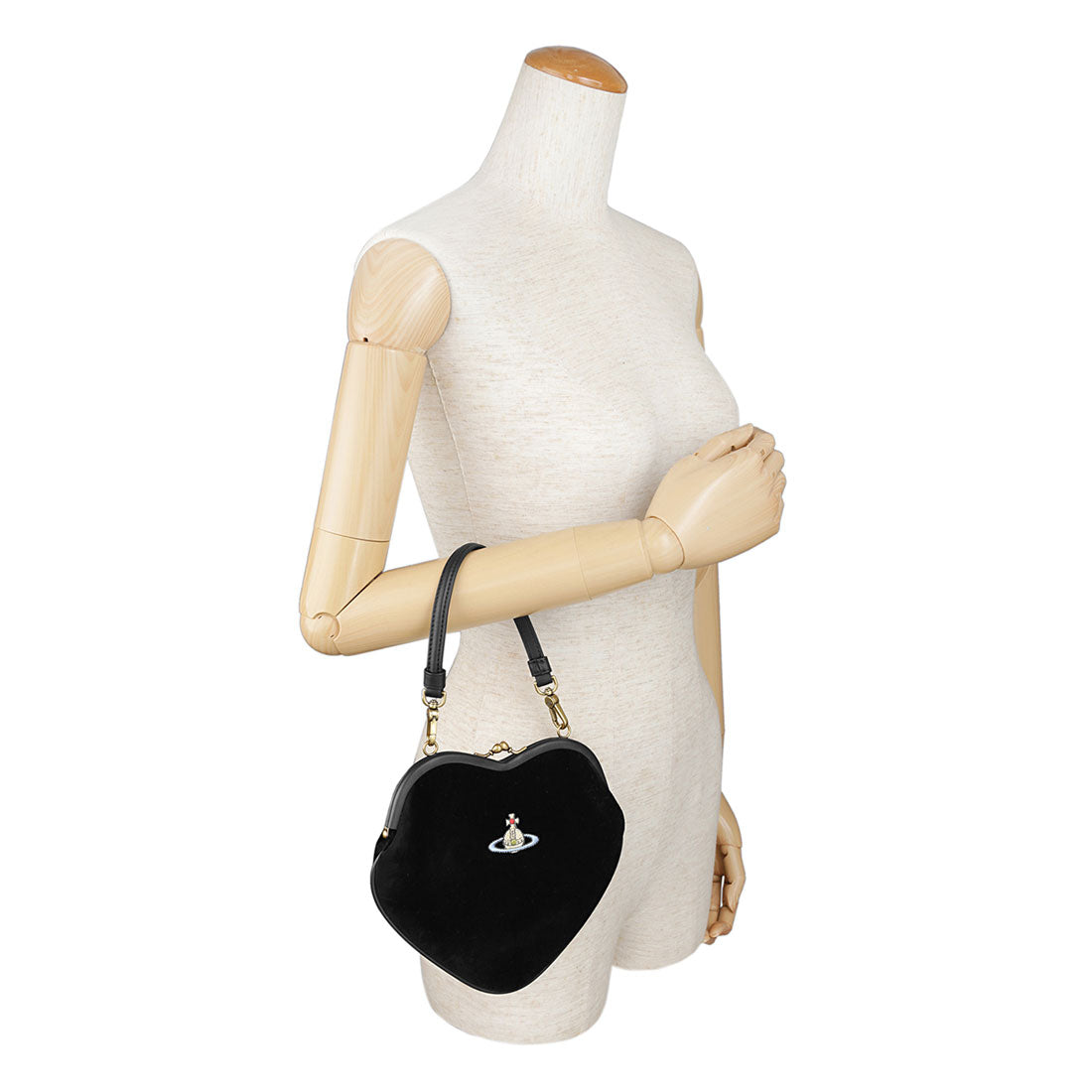 Vivian 威斯特伍德 Vivienne Westwood 手提包 刺繡圓球 BELLE HEART FRAME PURSE 4B01000DW W00ZL N401 黑色