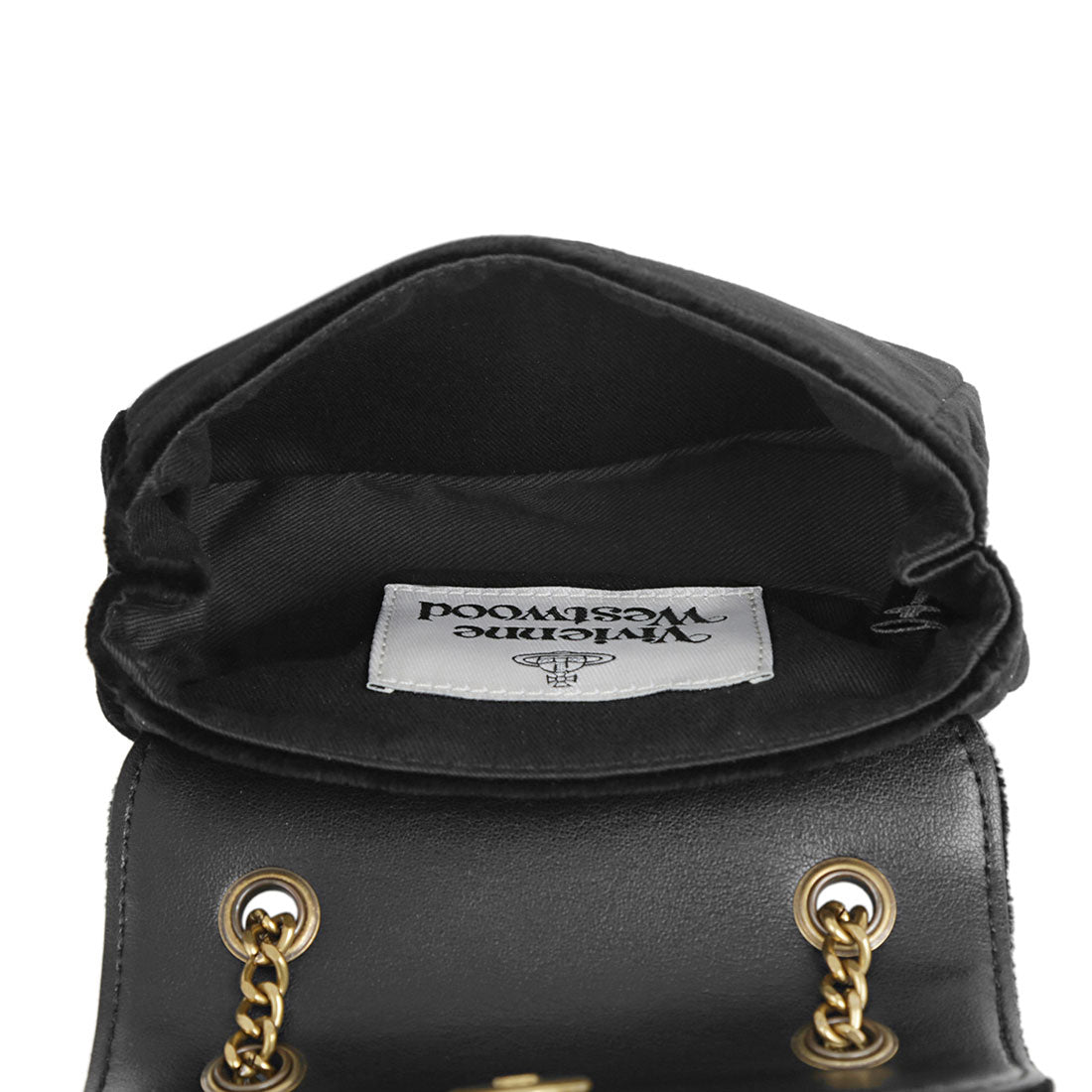 Vivian Westwood shoulder bag embroidered orb SMALL PURSE WITH CHAIN 5C01000BW W00ZL N401 BLACK