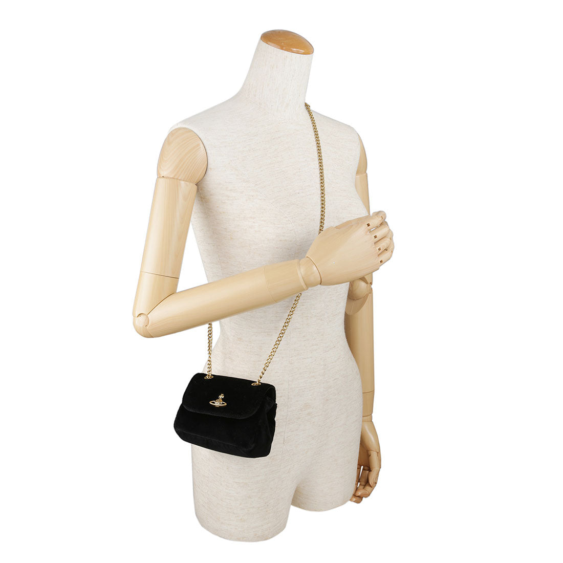 Vivian Westwood shoulder bag embroidered orb SMALL PURSE WITH CHAIN 5C01000BW W00ZL N401 BLACK