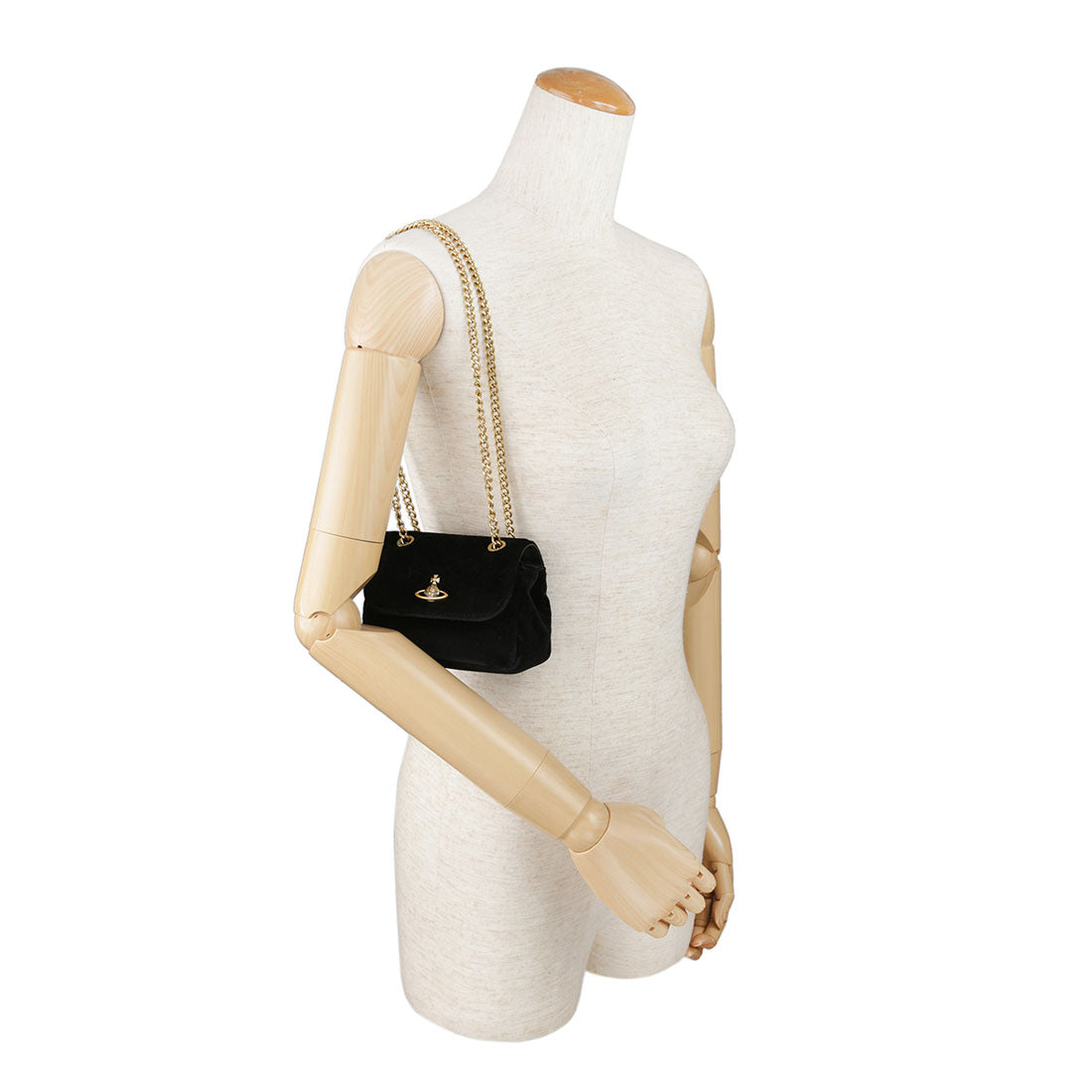 Vivian Westwood shoulder bag embroidered orb SMALL PURSE WITH CHAIN 5C01000BW W00ZL N401 BLACK