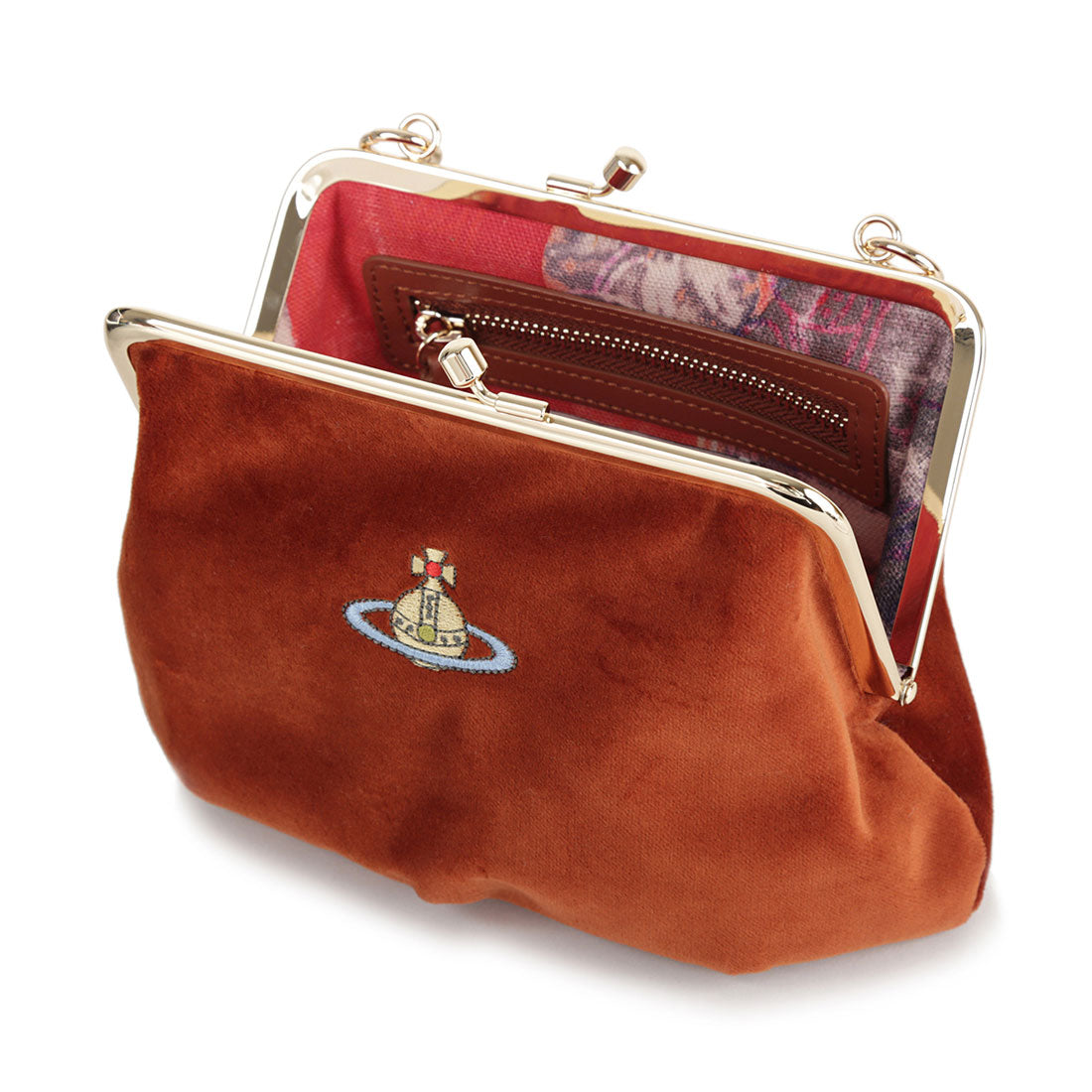 Vivian Westwood shoulder bag embroidered orb GRANNY FRAME PURSE 4B01000BW W00ZL F410 BURNT ORANGE