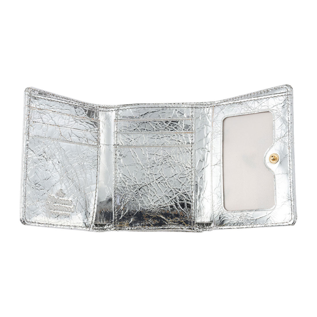 ヴィヴィアン ウエストウッド Vivienne Westwood 3つ折り財布 メタリック クリーシー レザー SMALL FRAME WALLET 5115002MW L00A7 Q401 SILVER （シルバー） シルバー