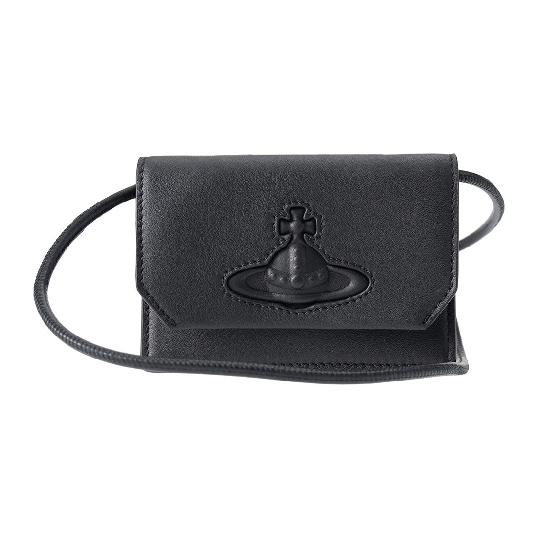 ヴィヴィアン ウエストウッド Vivienne Westwood カードケース スムースレザー インジェクテッド オーブ CARD HOLDER WITH STRAP 55020001U L001S N401 BLACK （ブラック） ブラック