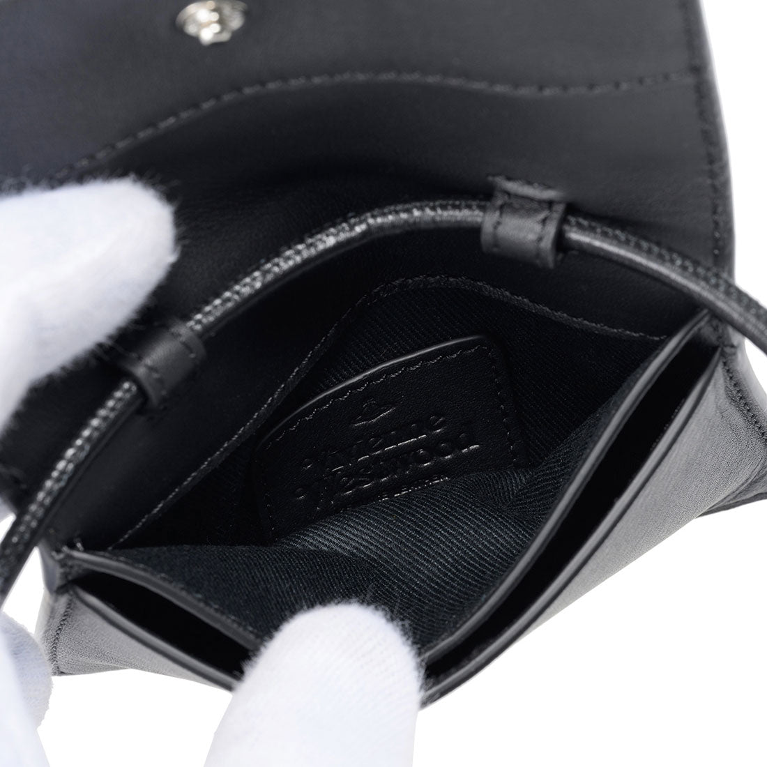 ヴィヴィアン ウエストウッド Vivienne Westwood カードケース スムースレザー インジェクテッド オーブ CARD HOLDER WITH STRAP 55020001U L001S N401 BLACK （ブラック） ブラック