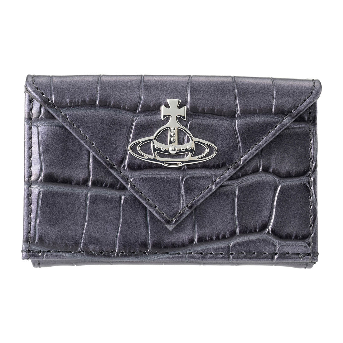 ヴィヴィアン ウエストウッド Vivienne Westwood 3つ折り財布 クロコダイル エンボス ENVELOPE BILLFOLD WITH POCKET 5115002FW L00A2 N405 ANTHRACITE （アンスラサイト） アンスラサイト