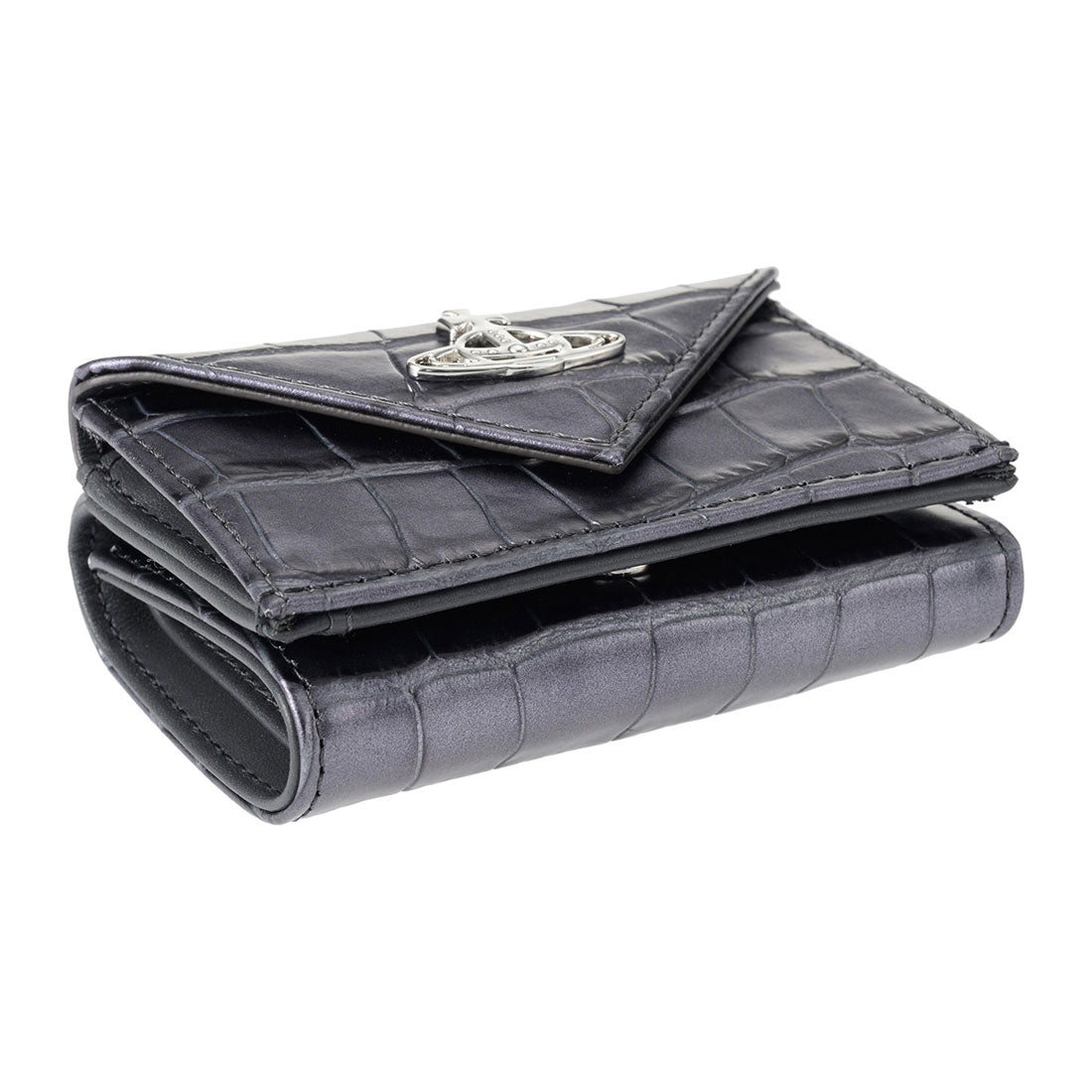 ヴィヴィアン ウエストウッド Vivienne Westwood 3つ折り財布 クロコダイル エンボス ENVELOPE BILLFOLD WITH POCKET 5115002FW L00A2 N405 ANTHRACITE （アンスラサイト） アンスラサイト