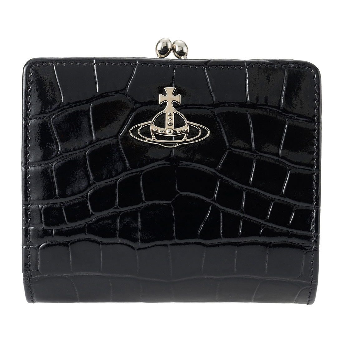 ヴィヴィアン ウエストウッド Vivienne Westwood 2つ折り財布 エンボスド クロコダイル レザー WALLET FR PKT 5115002YW L0098 N401 BLACK （ブラック） ブラック