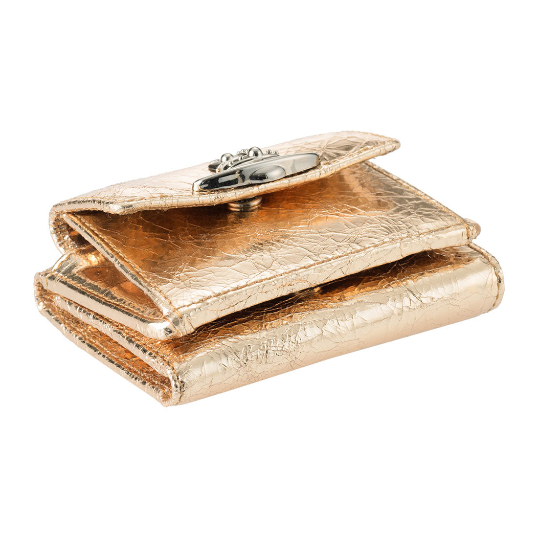 ヴィヴィアン ウエストウッド Vivienne Westwood 3つ折り財布 メタリック クリーシー レザー SMALL FLAP PURSE 5115002TW L00A7 R401 GOLD （ゴールド） ゴールド
