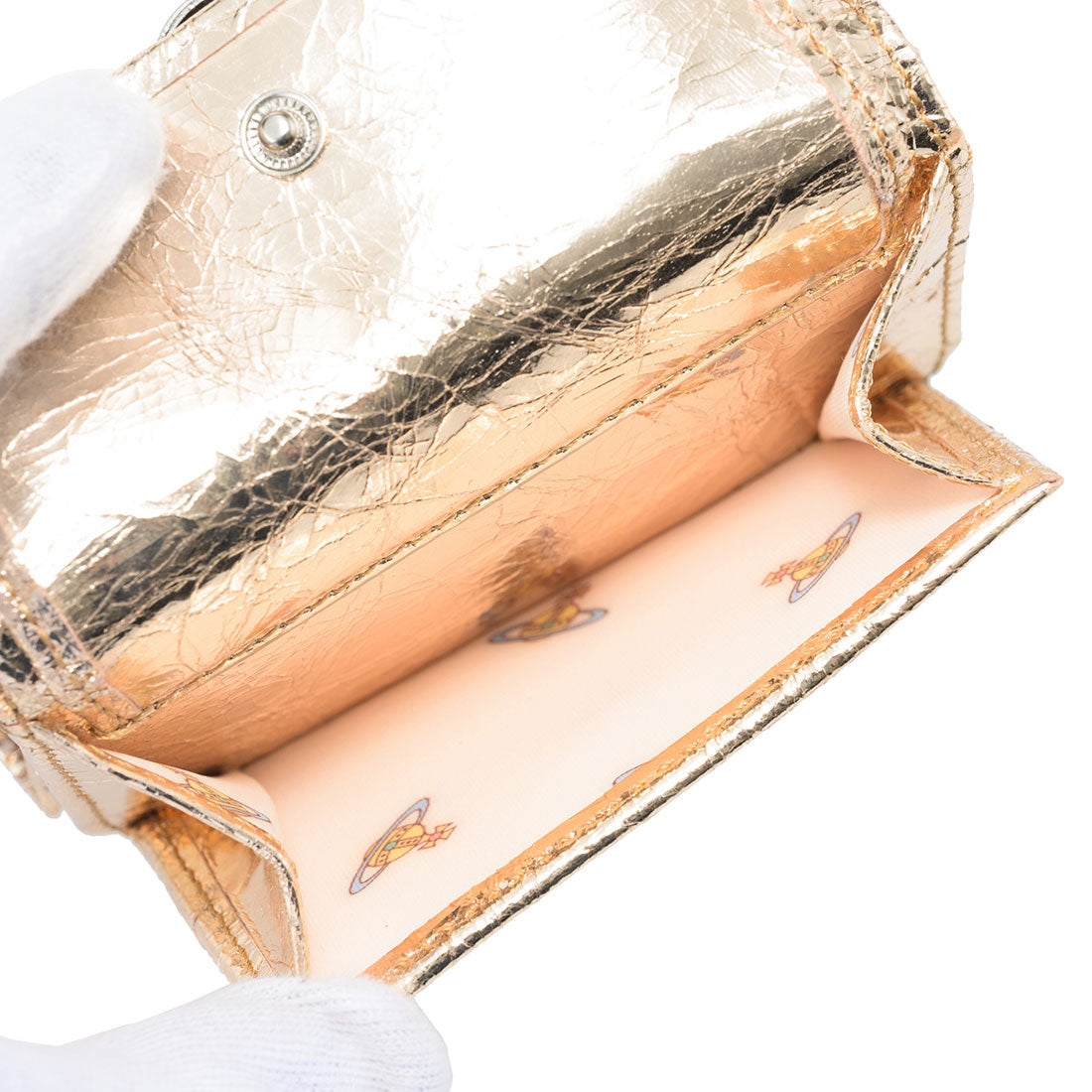 ヴィヴィアン ウエストウッド Vivienne Westwood 3つ折り財布 メタリック クリーシー レザー SMALL FLAP PURSE 5115002TW L00A7 R401 GOLD （ゴールド） ゴールド