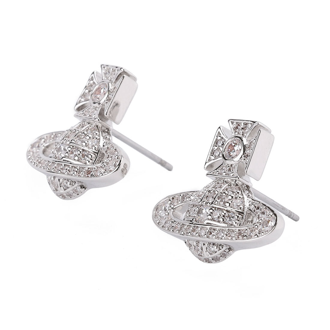ヴィヴィアン ウエストウッド Vivienne Westwood ピアス カルメラ バスレリーフ EARRINGS 6201033A 02P102 SM PLATINUM/WHITE CZ （プラチナ/ホワイトキュービックジルコニア） プラチナ/ホワイトキュービックジルコニア