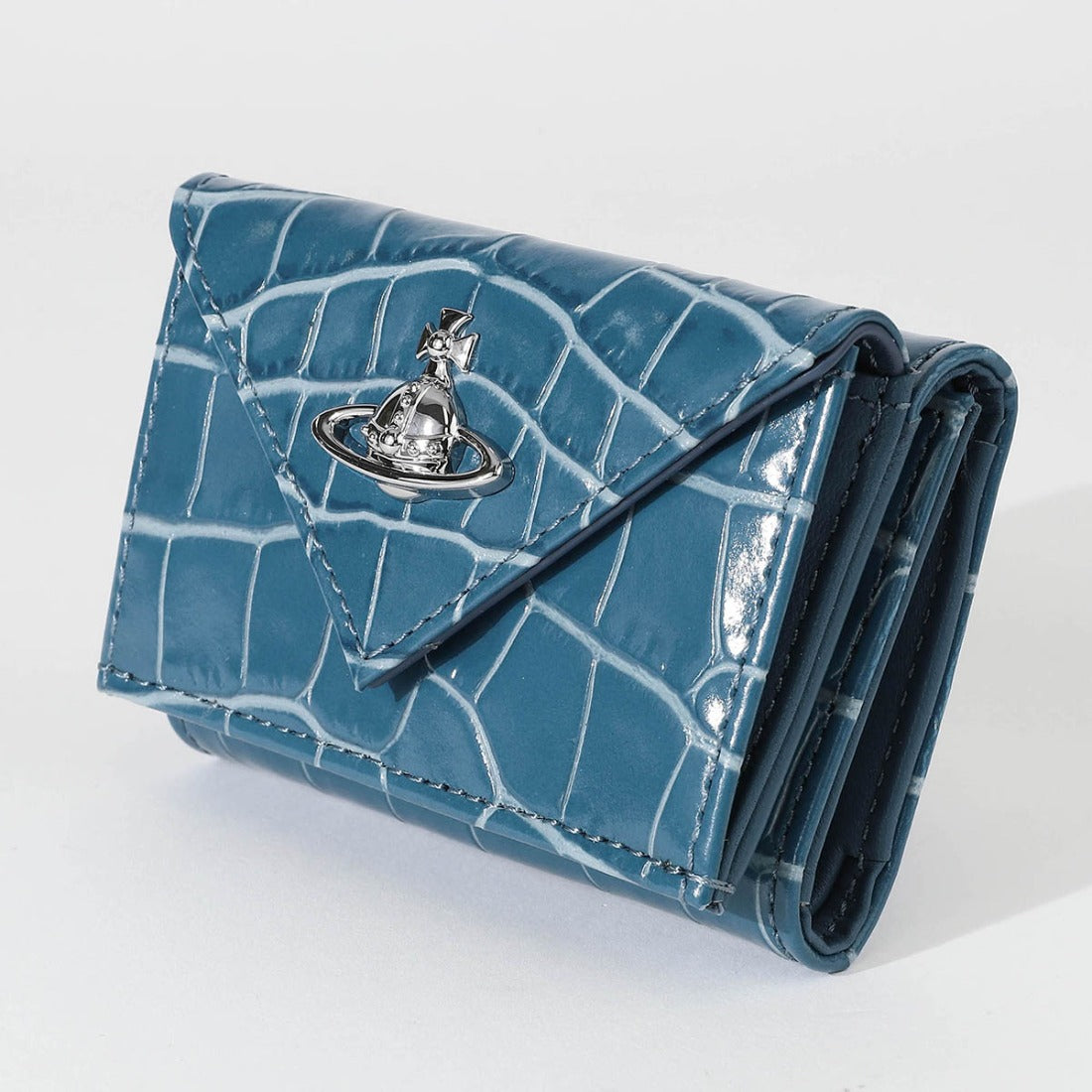ヴィヴィアン ウエストウッド Vivienne Westwood 3つ折り財布 クロコダイル エンボス ENVELOPE BILLFOLD WITH POCKET 5115002EW L0098 （ブルー） ブルー