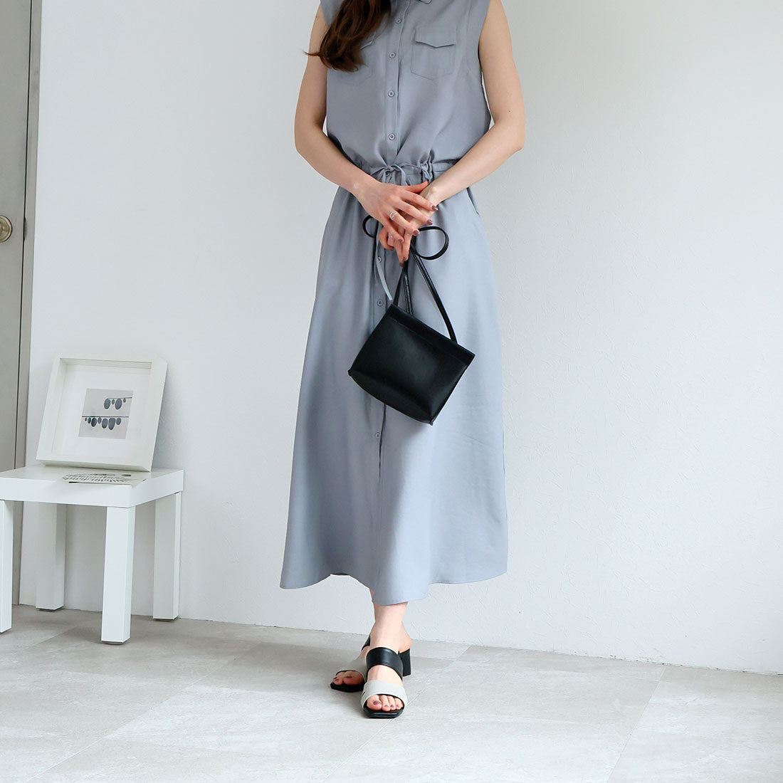 ヴィヴィアン VIVIAN サッと履ける！スクエアトゥスリットデザインバンドサンダル （ブラックコンビ） ブラックコンビ