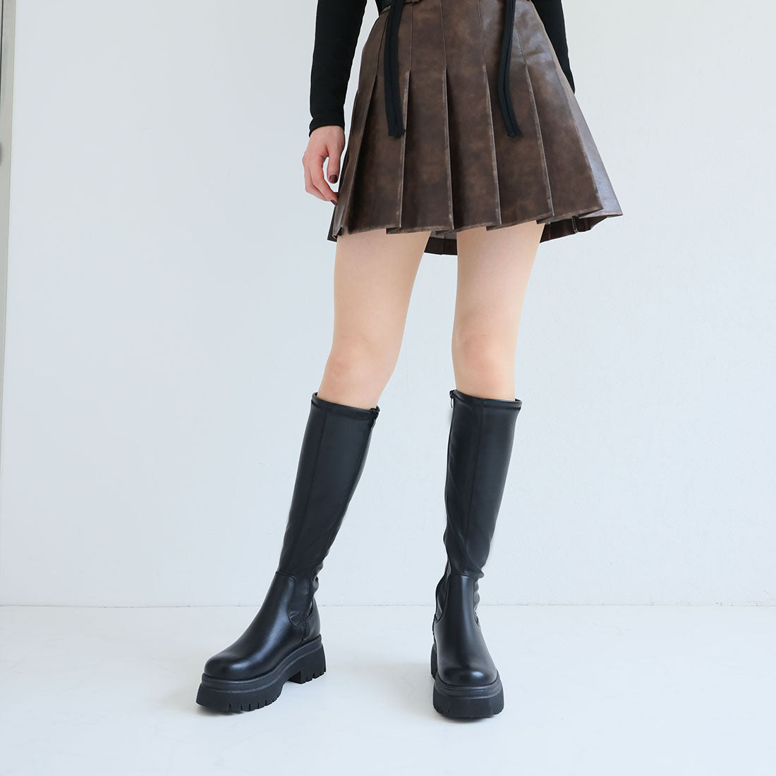 ヴィヴィアン VIVIAN 厚底フィットストレッチロングブーツ （ブラック） ブラック