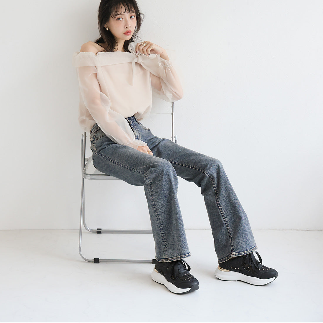【2026年春夏新作】ヴィヴィアン VIVIAN シアーフラワーレーススニーカー （ブラック） ブラック