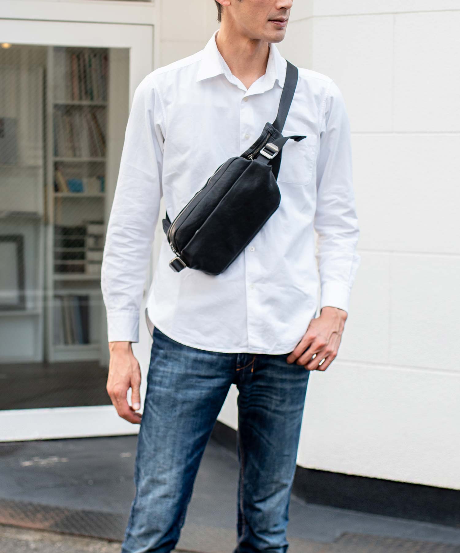 ヴィータフェリーチェ VitaFelice ボディバッグ 本革 メンズ イタリアンレザー ウエストポーチ メンズ 本革 ユニセックス ショルダーバッグ （BLACK） BK