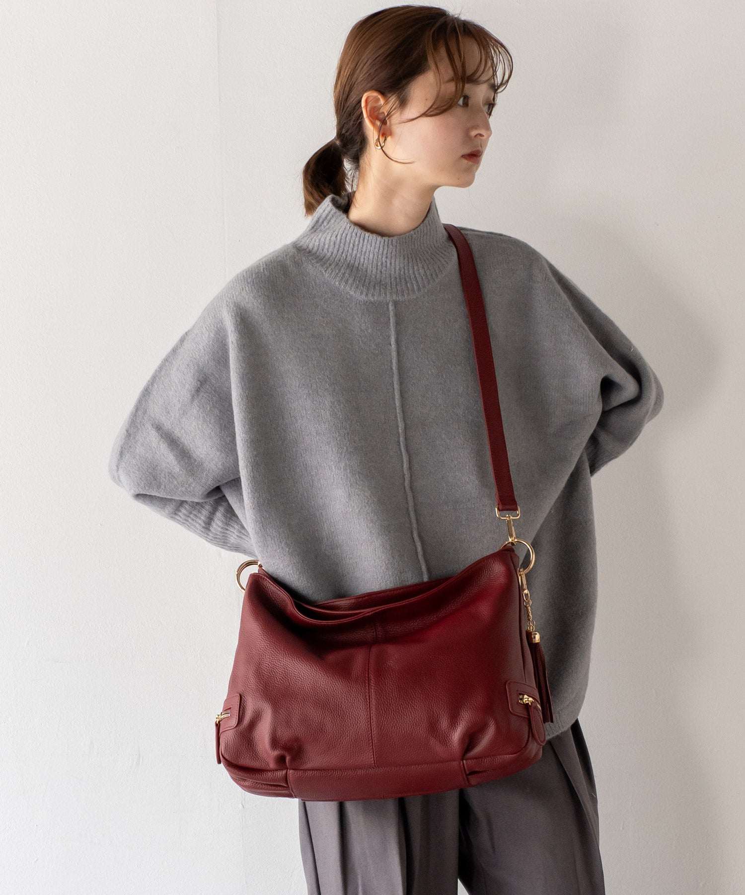 ヴィータフェリーチェ VitaFelice 【本革/カウレザー】2wayワンショルダーバッグ （グレーベージュ） GBE