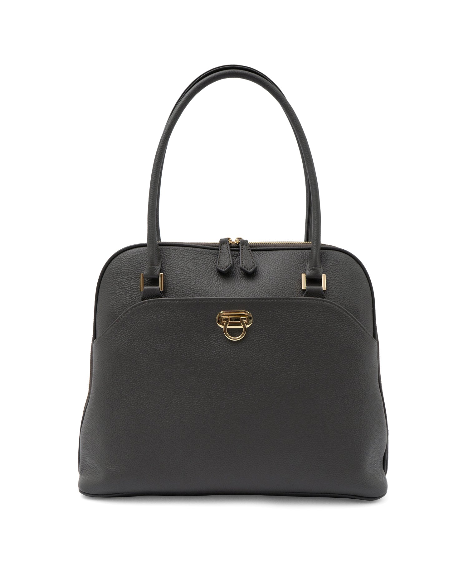 ヴィータフェリーチェ VitaFelice ラウンドファスナーロングハンドル本革トートバッグ （DARKGRAY） DARKGRAY