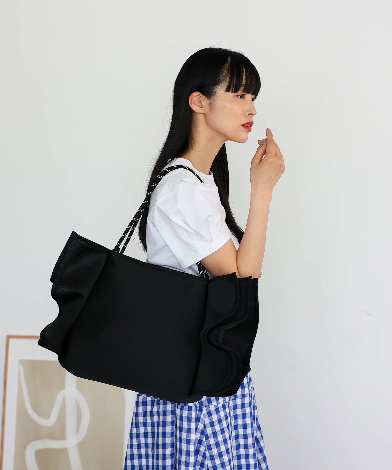 ヴィータフェリーチェ VitaFelice フリルBIGトートバッグ （BLACK） BLACK