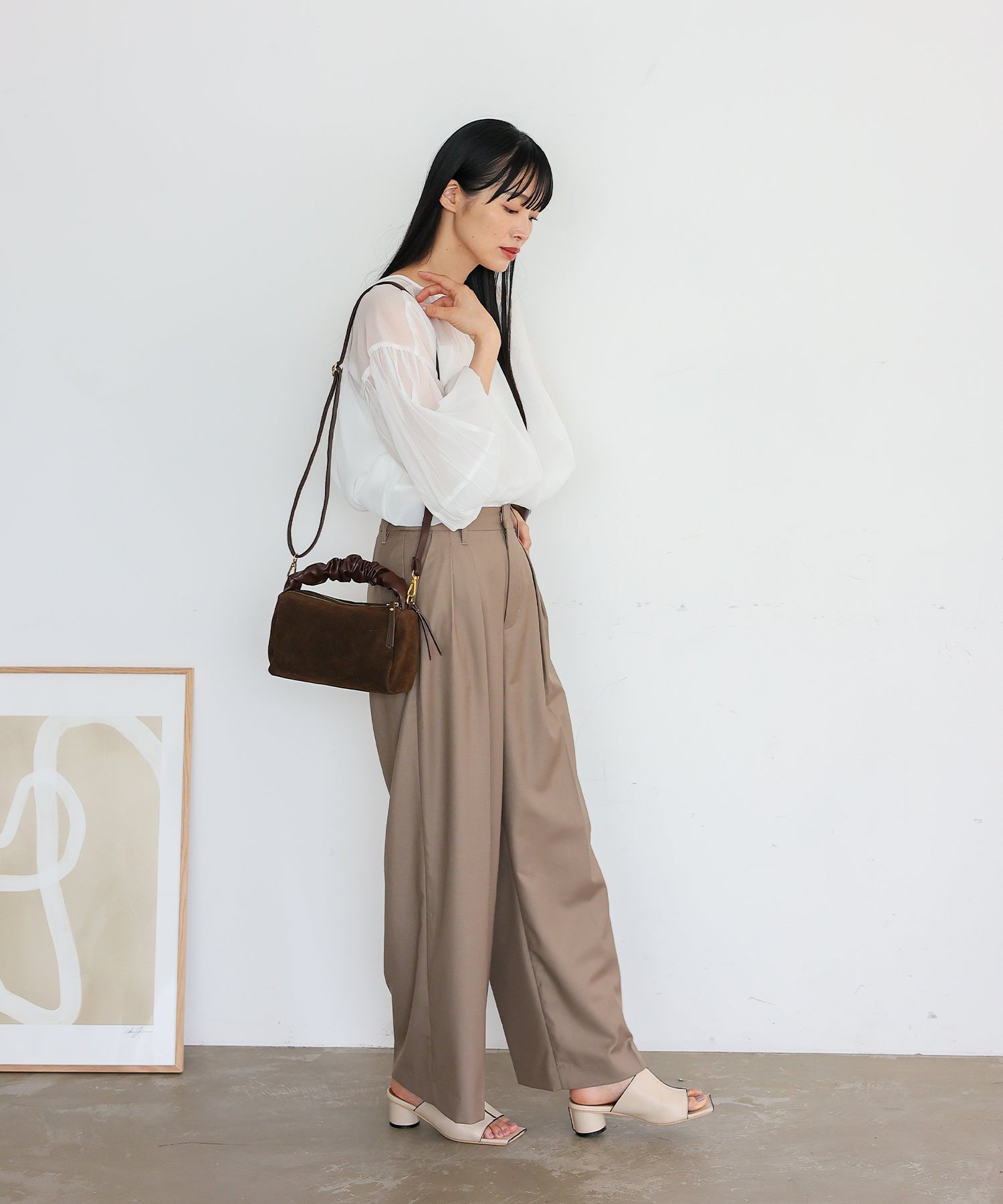 ヴィータフェリーチェ VitaFelice スエードワンハンドルバッグ （BROWN） BROWN