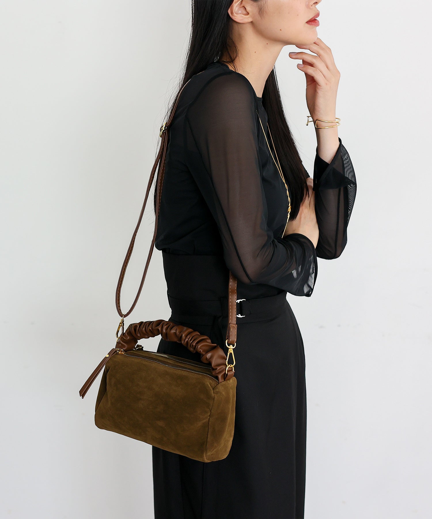ヴィータフェリーチェ VitaFelice スエードワンハンドルバッグ （BROWN） BROWN