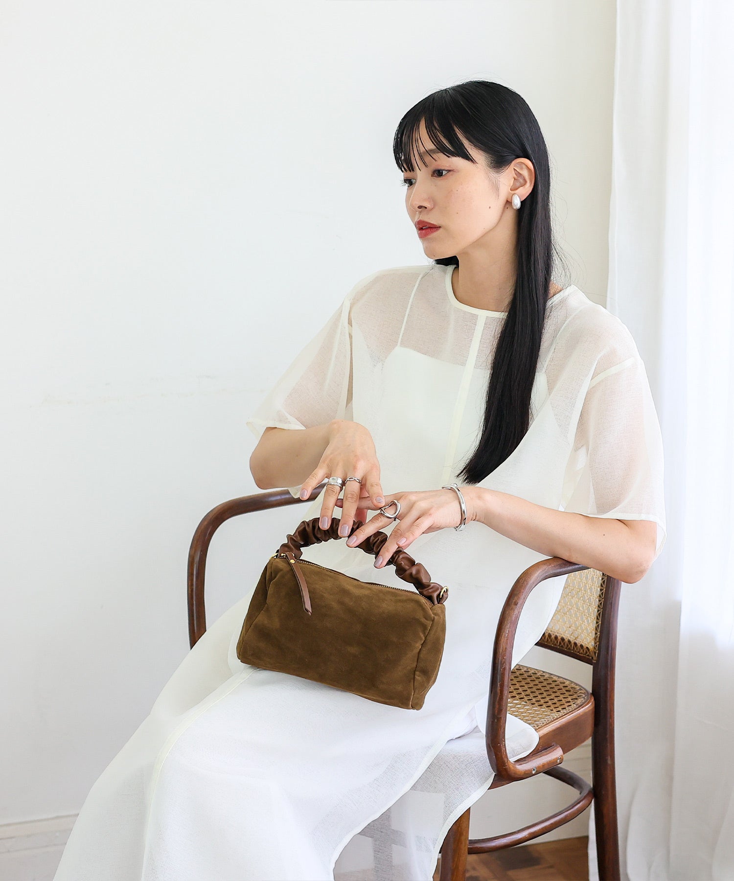 ヴィータフェリーチェ VitaFelice スエードワンハンドルバッグ （BROWN） BROWN