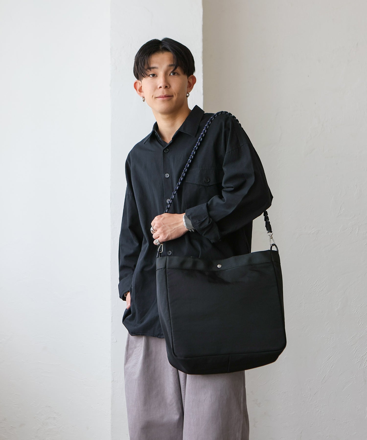 ヴィータフェリーチェ VitaFelice ナイロントート編みショルダー付き （BLACK） BLACK