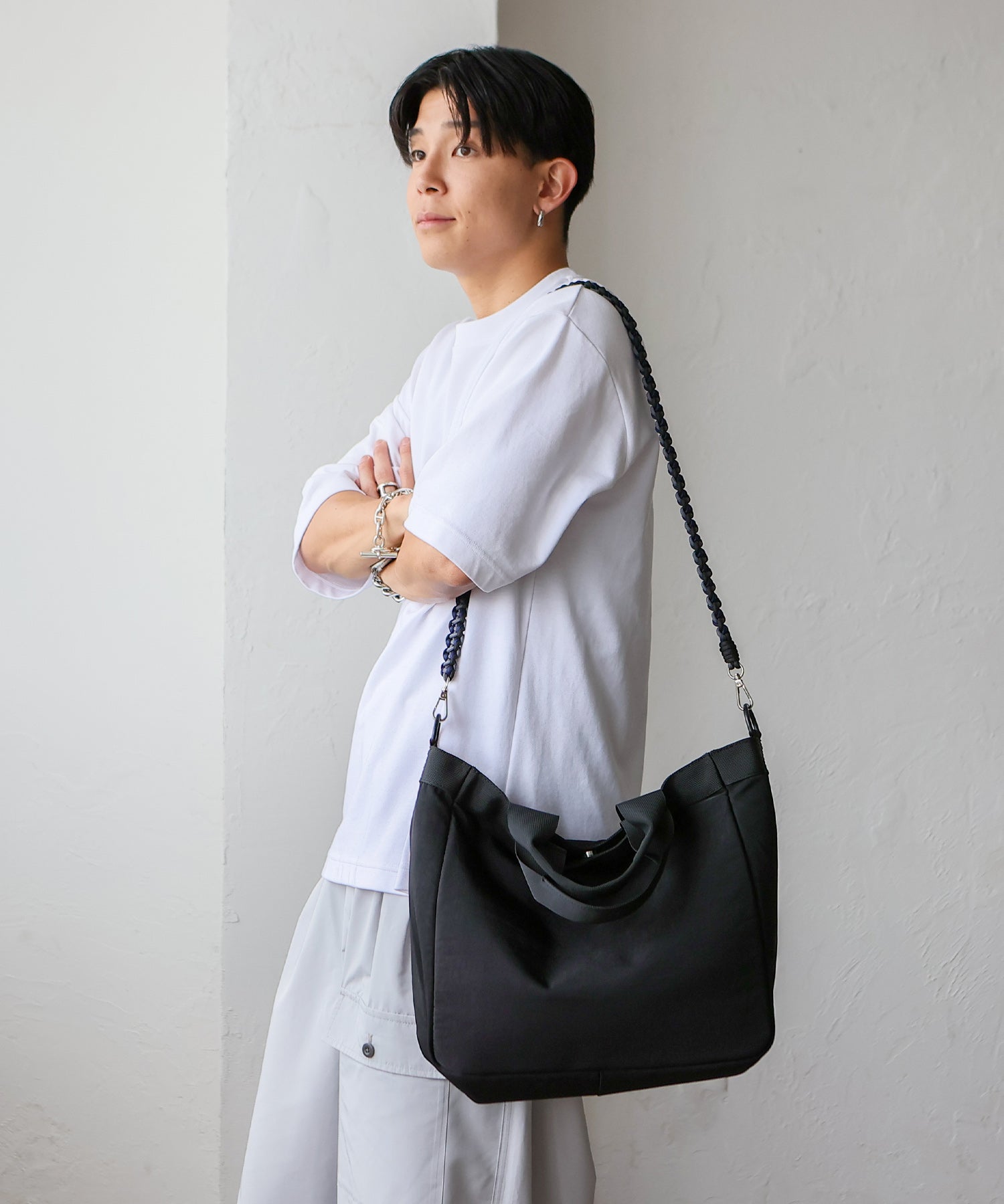 ヴィータフェリーチェ VitaFelice ナイロントート編みショルダー付き （BLACK） BLACK