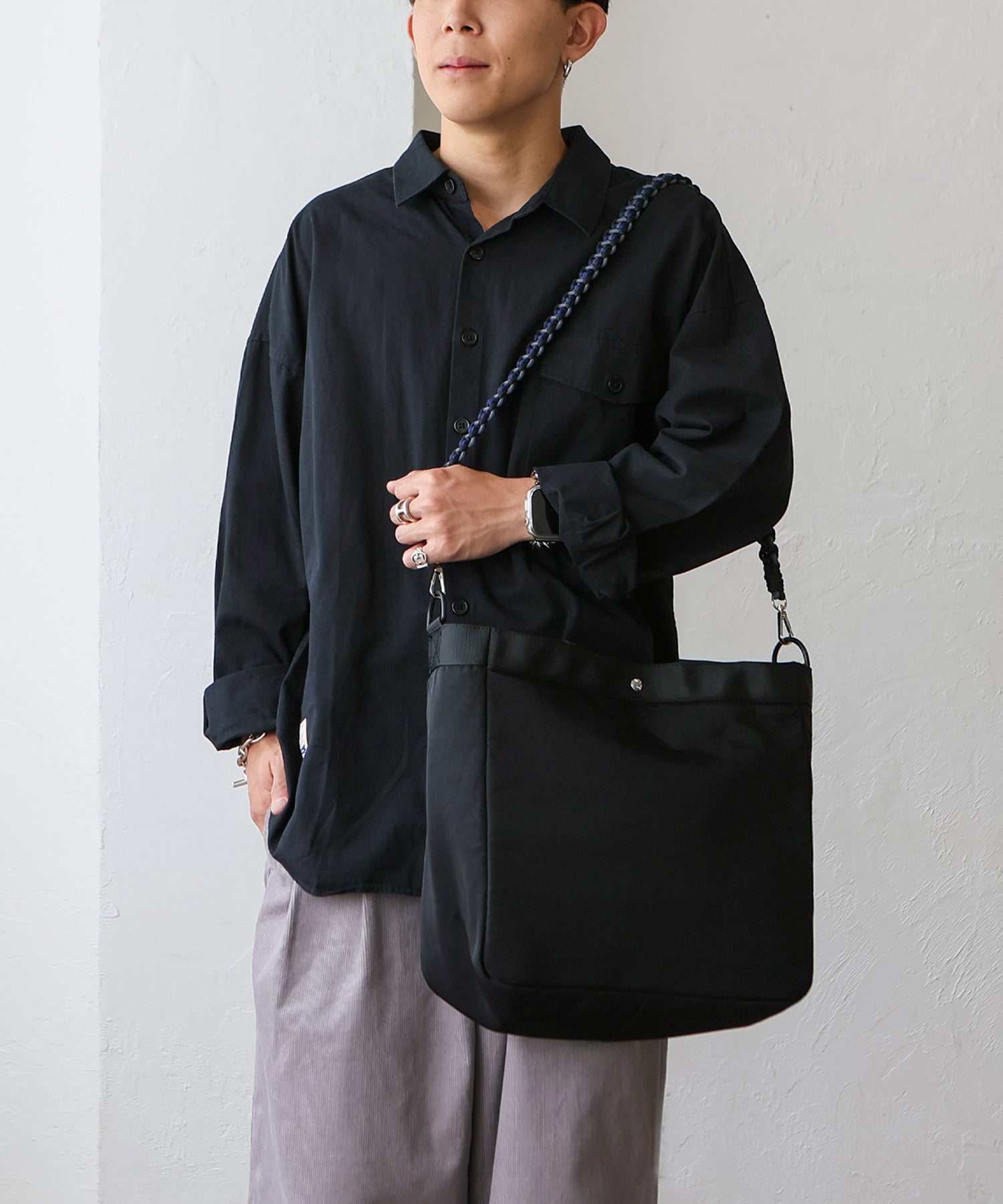 ヴィータフェリーチェ VitaFelice ナイロントート編みショルダー付き （BLACK） BLACK