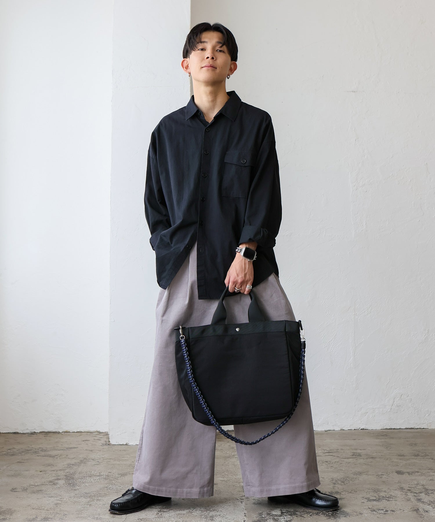 ヴィータフェリーチェ VitaFelice ナイロントート編みショルダー付き （BLACK） BLACK