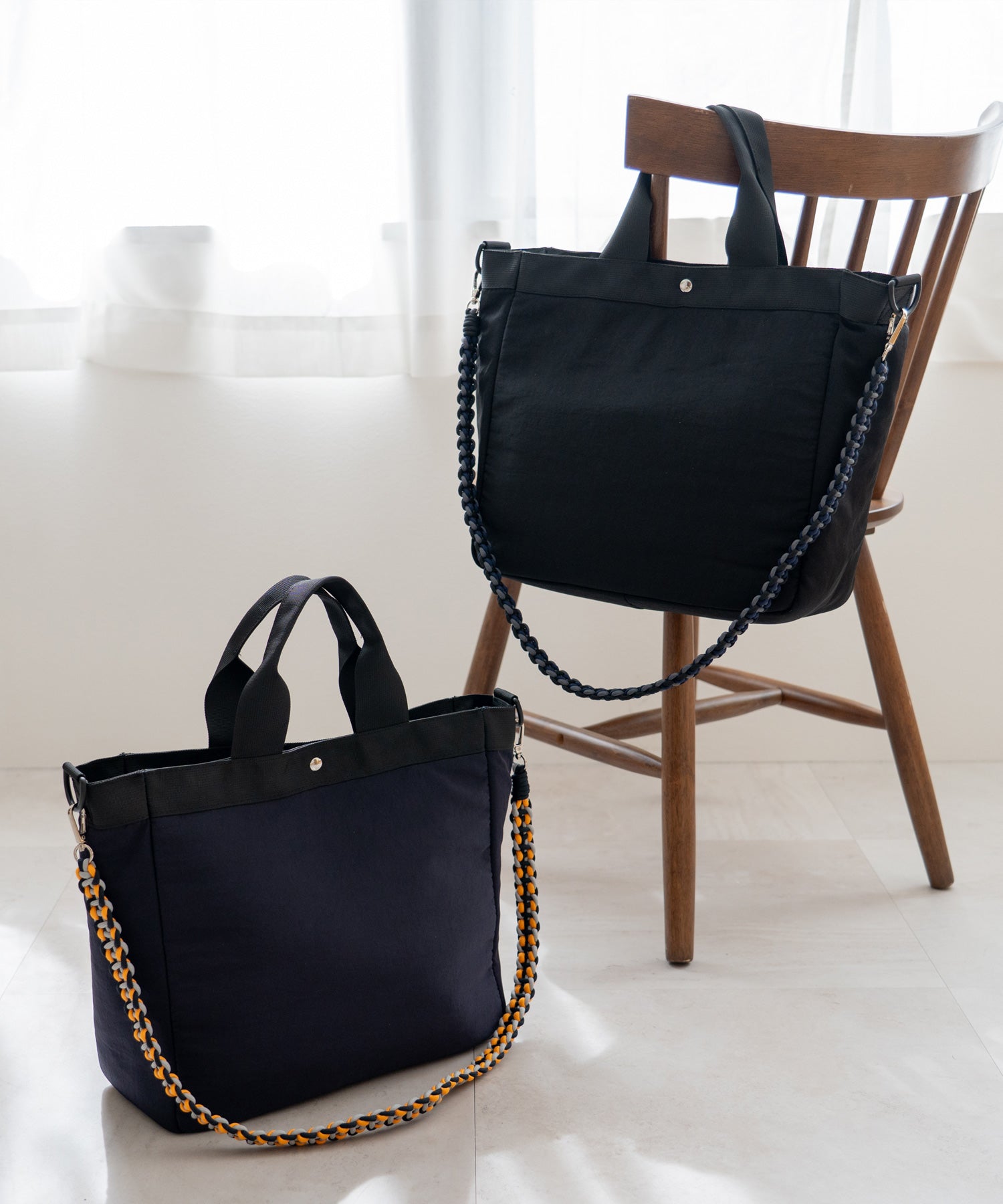 ヴィータフェリーチェ VitaFelice ナイロントート編みショルダー付き （BLACK） BLACK