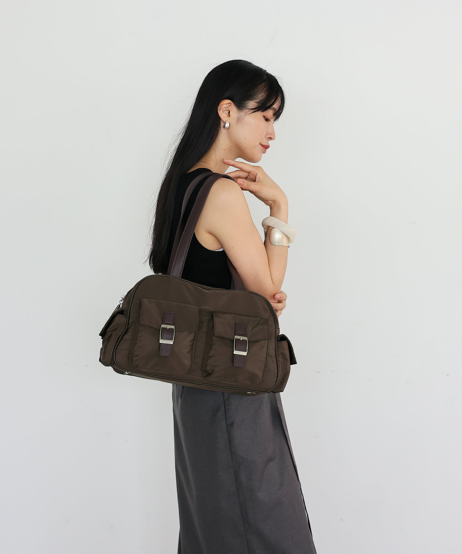 ヴィータフェリーチェ VitaFelice ナイロンミニダッフルバッグ （BROWN） BROWN