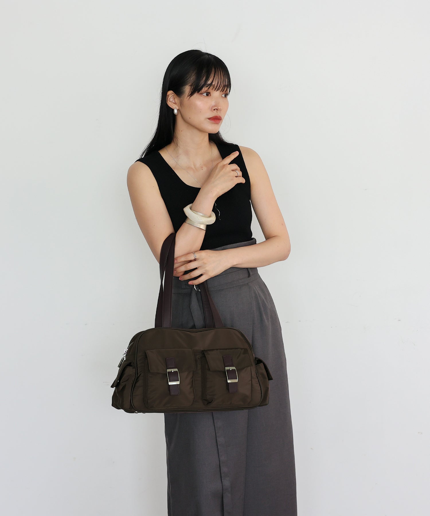 ヴィータフェリーチェ VitaFelice ナイロンミニダッフルバッグ （BROWN） BROWN