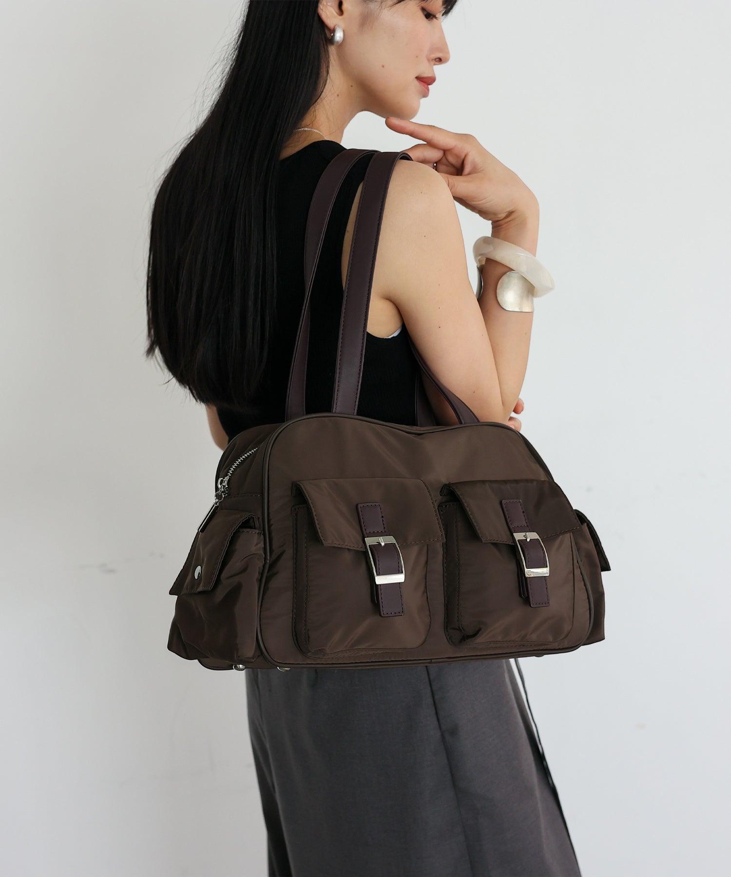 ヴィータフェリーチェ VitaFelice ナイロンミニダッフルバッグ （BROWN） BROWN