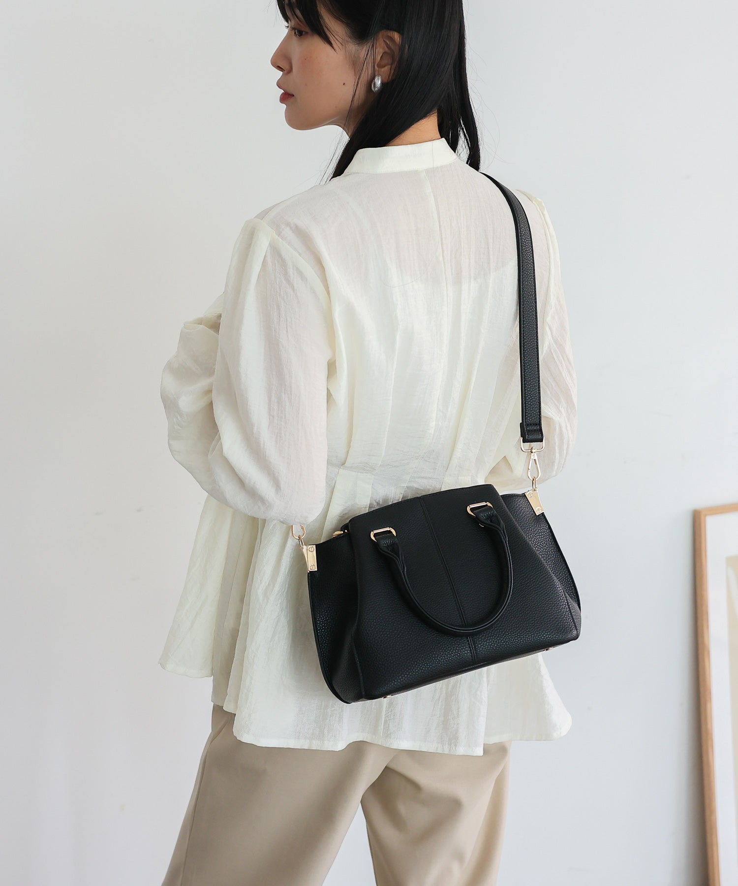 ヴィータフェリーチェ VitaFelice サイドタック2WAYハンドバッグ （BLACK） BLACK