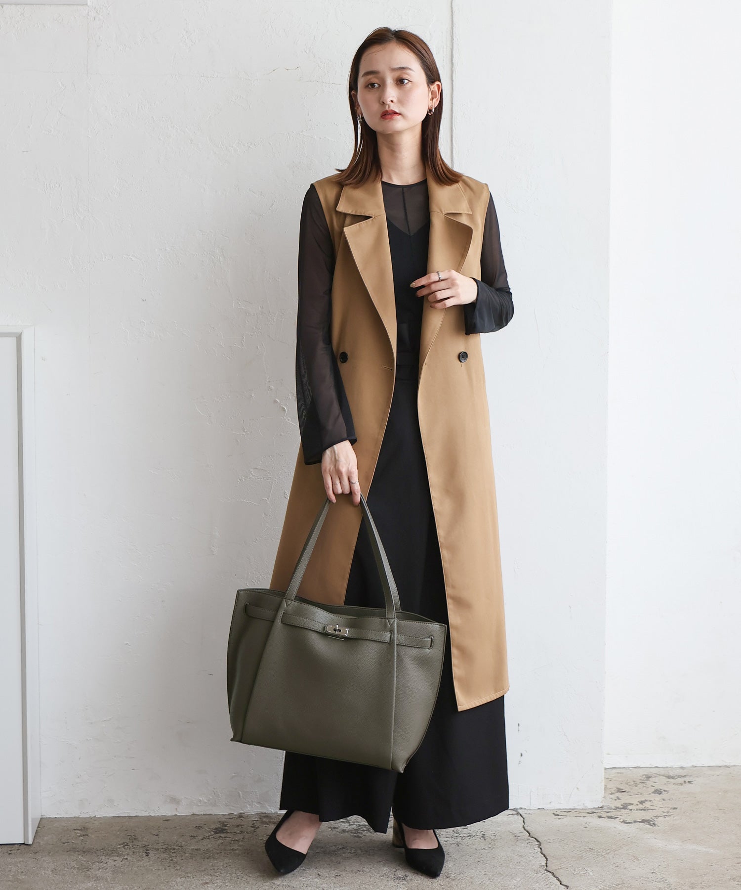 ヴィータフェリーチェ VitaFelice ロングハンドルトートバッグ （BLACK） BLACK