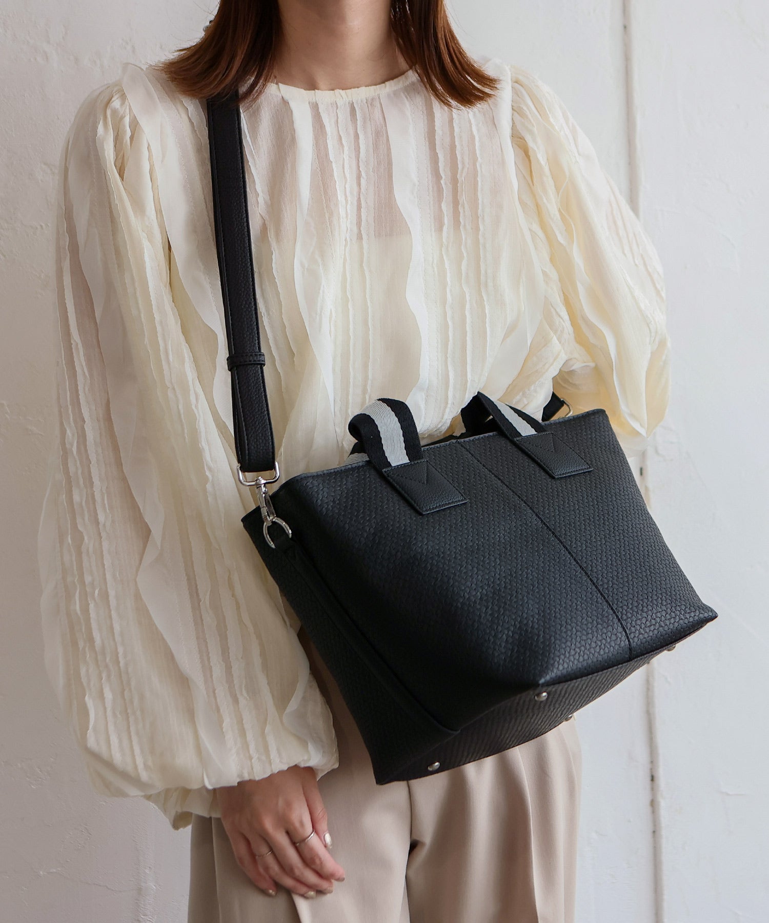 ヴィータフェリーチェ VitaFelice テープハンドル2WAYトートバッグ （BLACK） BLACK