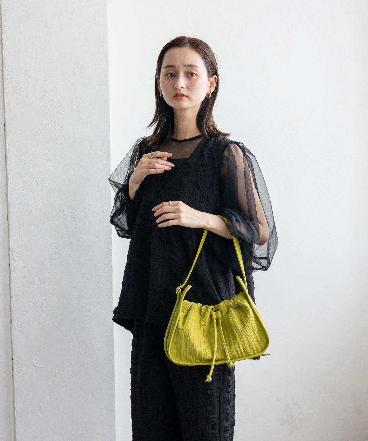 ヴィータフェリーチェ VitaFelice プリーツ巾着MINIバッグ （LIME） LIME